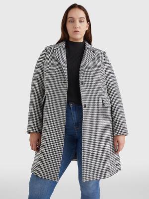 Tommy Hilfiger Curve Recycled Wool Blend Houndstooth Jassen Dames Blauw | TH156BDI