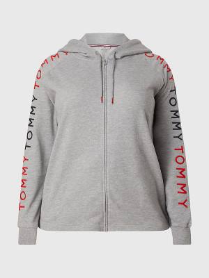 Tommy Hilfiger Curve Repeat Logo Zip-Thru Hoodie Dames Grijs | TH143EQJ