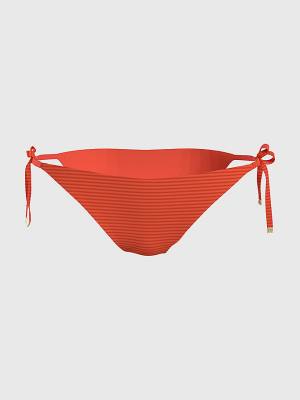 Tommy Hilfiger Curve Side Tie Ribbed Bikini Bottoms Zwemkleding Dames Rood | TH386BDJ