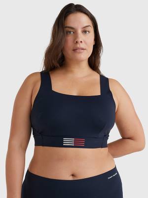 Tommy Hilfiger Curve TH Flex Flag Print Bikini Bralette Zwemkleding Dames Blauw | TH379FMP