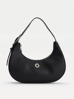 Tommy Hilfiger Curved Shoulder Tassen Dames Zwart | TH956PYC