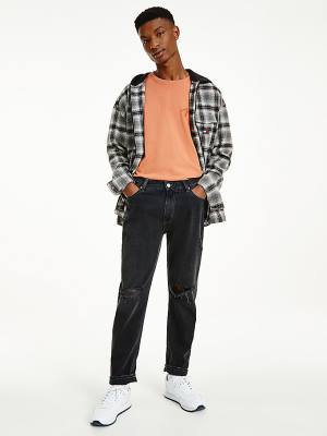 Tommy Hilfiger Dad Tapered Distressed Black Jeans Heren Denim | TH915BUL