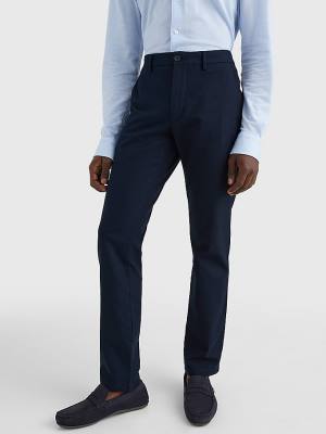 Tommy Hilfiger Denton Basket Weave Straight Fit Chinos Broek Heren Blauw | TH049NLU