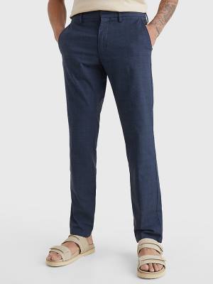 Tommy Hilfiger Denton Straight Check Broek Heren Blauw | TH564MSK