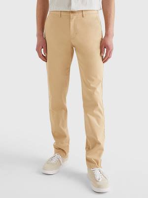 Tommy Hilfiger Denton Straight Fit Satin Chinos Broek Heren Beige | TH351OLN