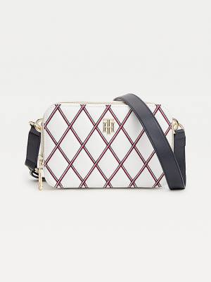 Tommy Hilfiger Diamond Quilted Monogram Camera Tassen Dames Wit | TH072BVG