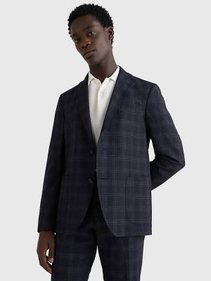 Tommy Hilfiger Dotted Check Slim Fit Blazer Heren Blauw | TH563RZN