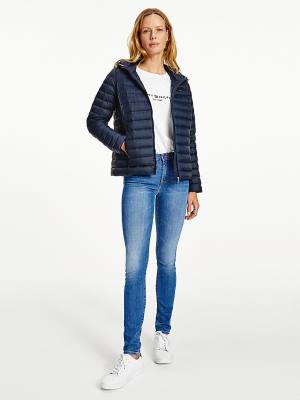 Tommy Hilfiger Down-Filled Met Capuchon Zip-Thru Jassen Dames Blauw | TH726SNV