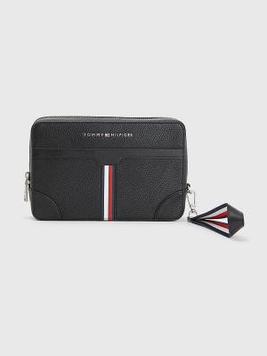 Tommy Hilfiger Downtown Pebble Grain Pouch Tassen Heren Zwart | TH215MRD