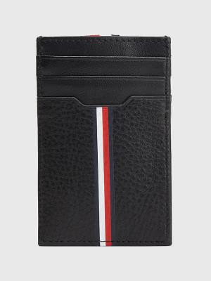 Tommy Hilfiger Downtown Vertical Leren Cardholder Portefeuille Heren Zwart | TH635JDT