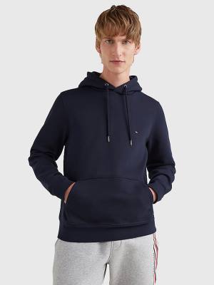 Tommy Hilfiger Drawstring Flag Embroidery Hoodie Heren Blauw | TH372WKJ