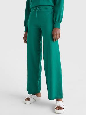 Tommy Hilfiger Drawstring Taille Brede Leg Broek Dames Groen | TH325FOP