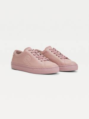 Tommy Hilfiger Elevated Crest Leren Sneakers Dames Roze | TH708KVW