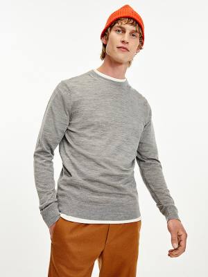 Tommy Hilfiger Elevated Wool Silk Jumper Truien Heren Grijs | TH230LJD