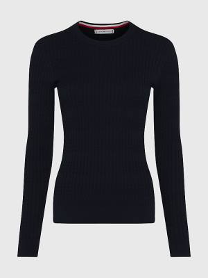 Tommy Hilfiger Essential Cable Knit Jumper Truien Dames Blauw | TH124GDL