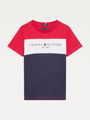 Tommy Hilfiger Essential Colour-Blocked Organic Katoenen T-shirts Jongens Blauw | TH914UAK