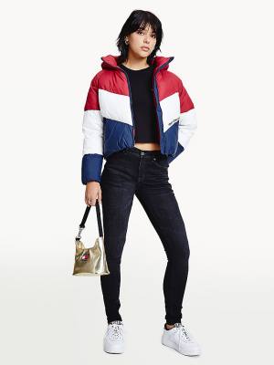 Tommy Hilfiger Essential Down Chevron Puffer Jassen Dames Rood | TH805RVS