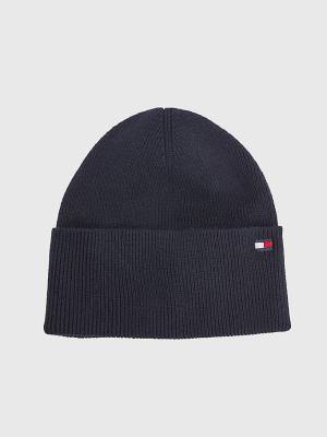 Tommy Hilfiger Essential Katoenen Cashmere Beanie Hoeden Dames Blauw | TH693OXG