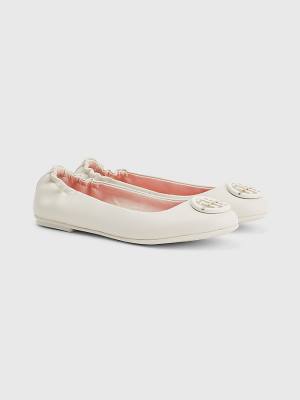 Tommy Hilfiger Essential Leren Ballerina Schoenen Dames Beige | TH152NJT