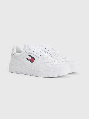 Tommy Hilfiger Essential Leren Basket Sneakers Dames Wit | TH764IPJ