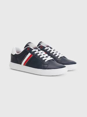 Tommy Hilfiger Essential Leren Cupsole Sneakers Heren Blauw | TH294NIS