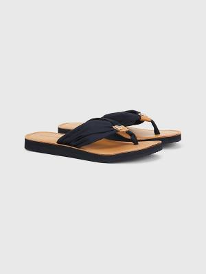 Tommy Hilfiger Essential Leren Footbed Flip-Flops Sandalen Dames Blauw | TH824BCZ