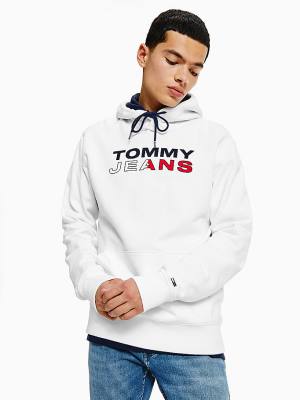 Tommy Hilfiger Essential Logo Hoodie Heren Wit | TH371FCL