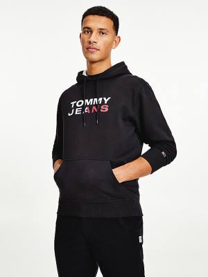 Tommy Hilfiger Essential Logo Hoodie Heren Zwart | TH803RQB