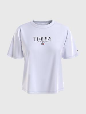 Tommy Hilfiger Essential Logo Jersey T-shirts Dames Wit | TH014ZKL