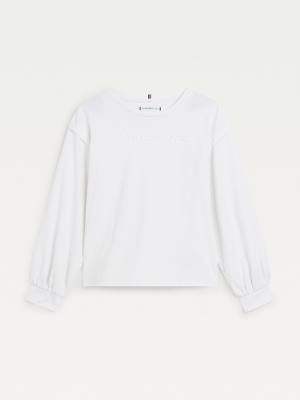 Tommy Hilfiger Essential Logo Long Sleeve T-shirts Meisjes Wit | TH390GXO