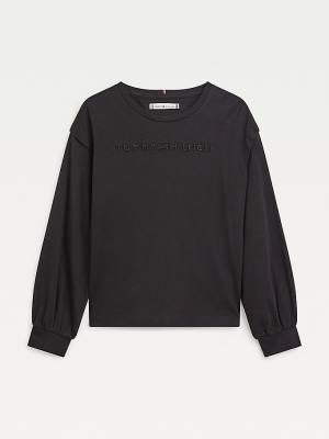 Tommy Hilfiger Essential Logo Long Sleeve T-shirts Meisjes Zwart | TH783QMG