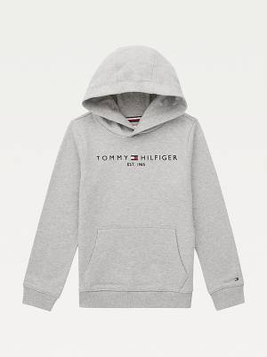 Tommy Hilfiger Essential Logo Organic Katoenen Hoodie Jongens Grijs | TH372UEW