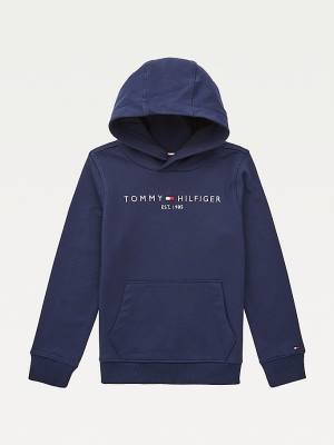 Tommy Hilfiger Essential Logo Organic Katoenen Hoodie Meisjes Blauw | TH701DYV