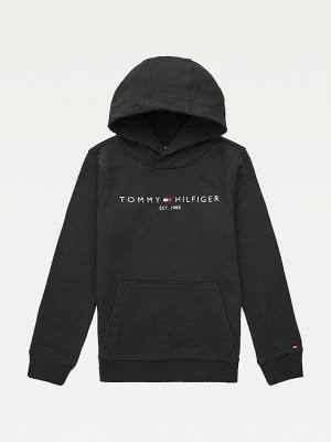 Tommy Hilfiger Essential Logo Organic Katoenen Hoodie Jongens Zwart | TH730VXC