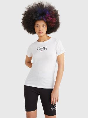 Tommy Hilfiger Essential Logo Skinny Fit T-shirts Dames Wit | TH106JYZ