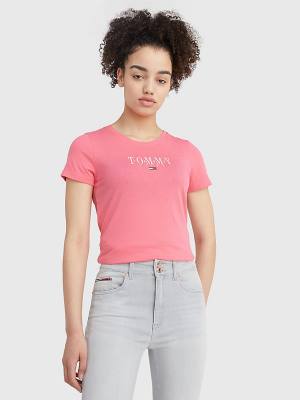 Tommy Hilfiger Essential Logo Skinny Fit T-shirts Dames Roze | TH423ESJ