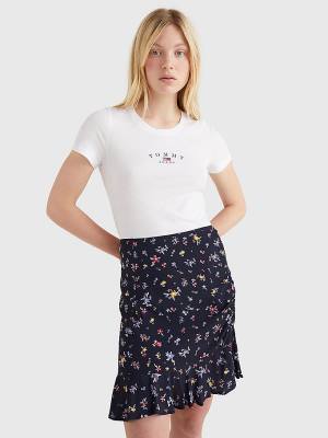 Tommy Hilfiger Essential Logo Skinny Fit T-shirts Dames Wit | TH589VJW