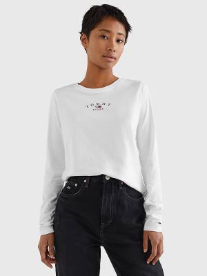 Tommy Hilfiger Essential Logo Slim Fit Long Sleeve T-shirts Dames Wit | TH108LVX