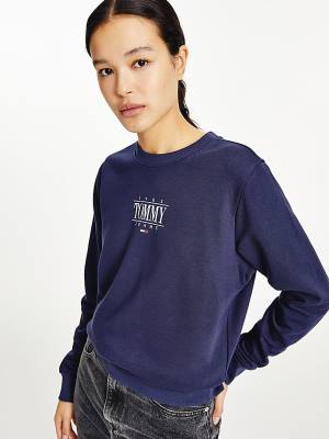 Tommy Hilfiger Essential Logo Sweatshirts Dames Blauw | TH472DZR