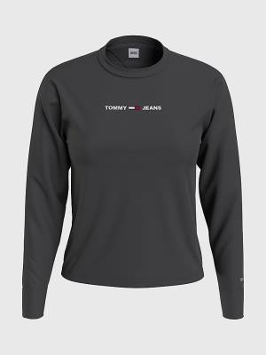 Tommy Hilfiger Essential Long Sleeve T-shirts Dames Zwart | TH581QOA