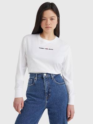 Tommy Hilfiger Essential Long Sleeve T-shirts Dames Wit | TH625QBY