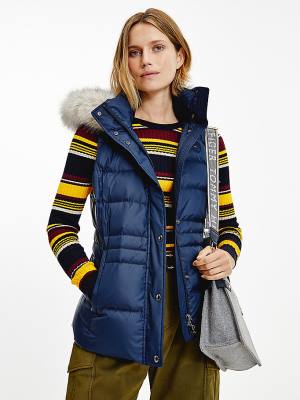 Tommy Hilfiger Essential Monogram Down-Filled Vest Jassen Dames Blauw | TH546YDX