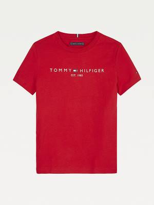 Tommy Hilfiger Essential Organic Katoenen Logo T-shirts Meisjes Rood | TH526BLP