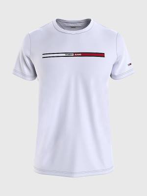 Tommy Hilfiger Essential Organic Katoenen Flag T-shirts Heren Wit | TH873PGH