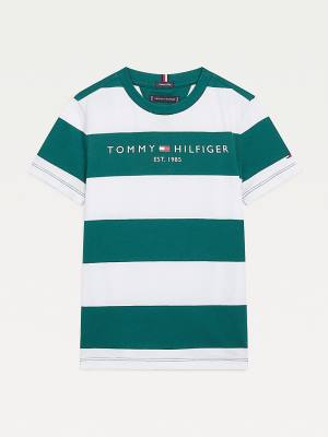 Tommy Hilfiger Essential Organic Katoenen Stripe T-shirts Jongens Groen | TH940RSH