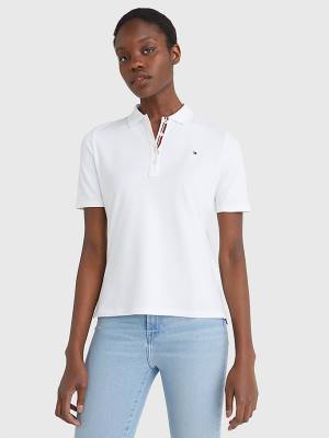 Tommy Hilfiger Essential Placket Detail Poloshirt Dames Wit | TH026TNF