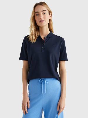 Tommy Hilfiger Essential Placket Detail Poloshirt Dames Blauw | TH381FPV