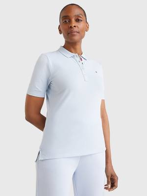 Tommy Hilfiger Essential Placket Detail Poloshirt Dames Blauw | TH456AMP