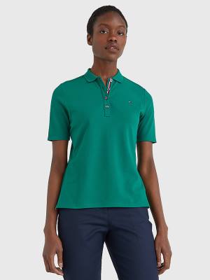 Tommy Hilfiger Essential Placket Detail Poloshirt Dames Groen | TH986JPK