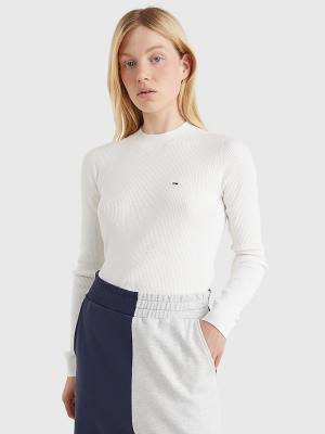 Tommy Hilfiger Essential Rib-Knit Jumper Truien Dames Wit | TH873FWS